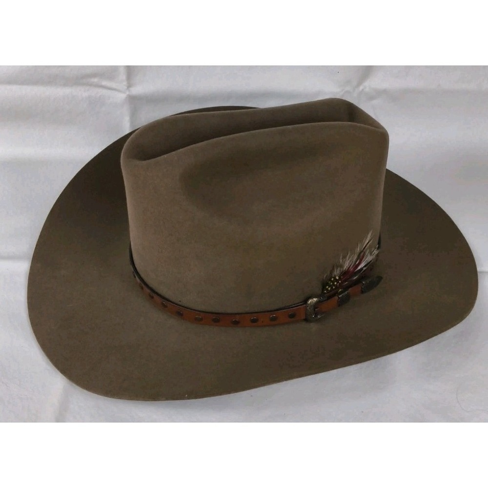 Vintage 5X Fur Felt Western Cowboy Hat 7 1/8 Kangaroo Brown Arizona Saddlery